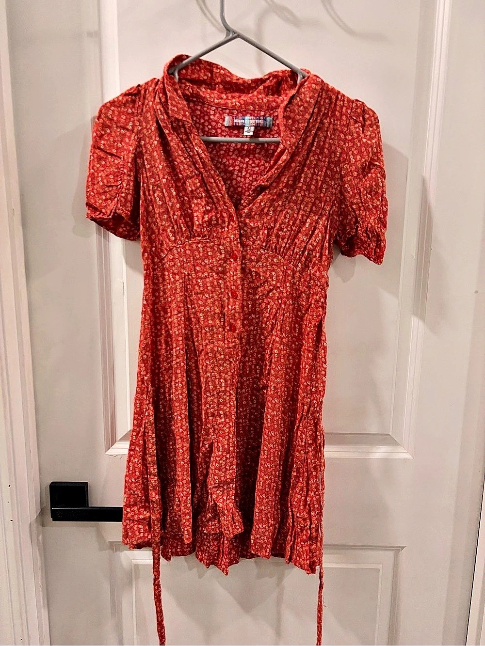 Urban Outfitters Floral Mini Dress Red & Gold XS Like New